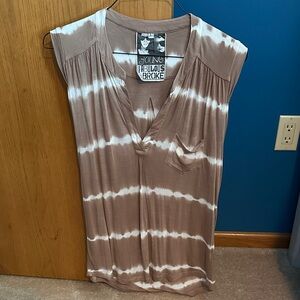 Young Fabulous & Broke Tan Tie-Dye Blouse